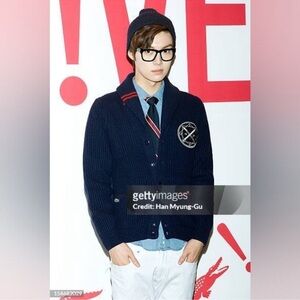 Lacoste Navy Cardigan with Patch and Tie